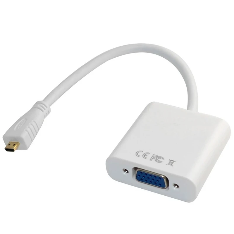 EGRINCY Micro HDMI Вход To VGA Выход-HDMI-Male адаптер VGA Женский кабель HD 1080 P для PS3/4 xbox 360 камера с ТВ-тюнером - Цвет: Белый