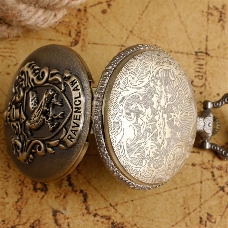 Ravenclaw дизайнерский кулон кварцевые карманные часы птица с бронзовое ожерелье-цепочка FOB часы для пожилых мужчин женщин рождественские подарки для детей