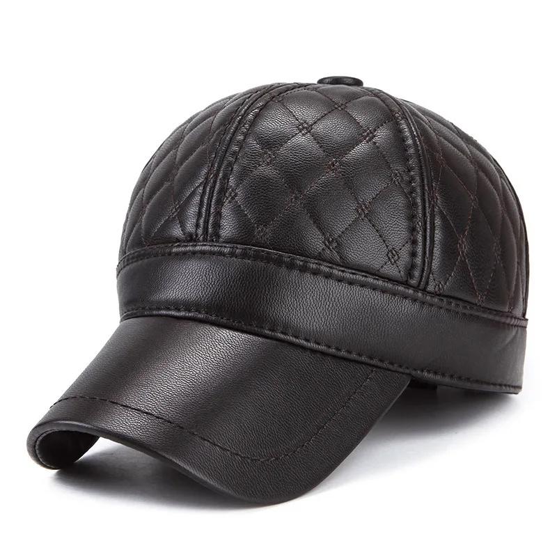 Coffee color Теплая зимняя обувь из кожи и меха Бейсбол Кепки уха Защитите Snapback шляпа для Для женщин высокое качество зимняя шапка для Для мужчин Solid Россию hat - Цвет: Coffee color
