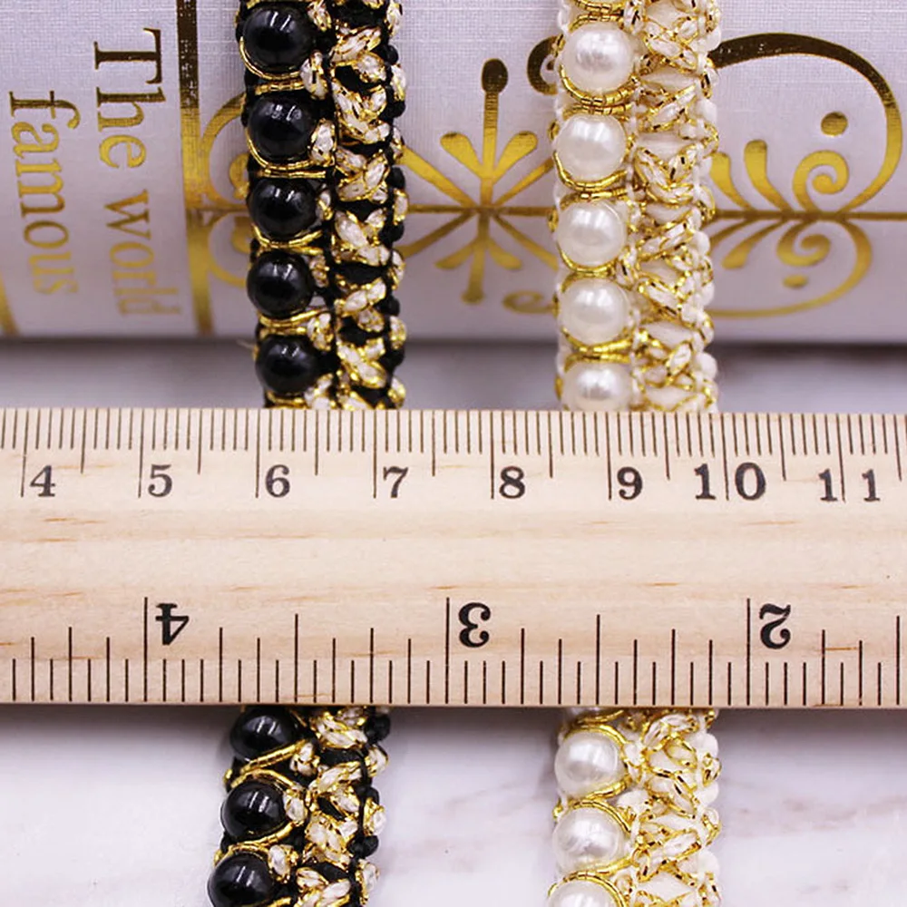 Лента кружевная с жемчугом Ширина 1 5 см ширина 6 мм 10 ярдов|Ленты для шитья| |