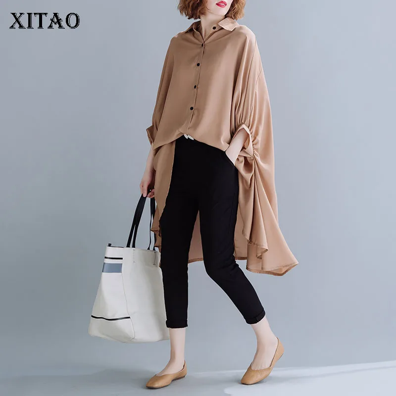 Женская шифоновая блузка XITAO асимметричная длинная Плиссированная большого