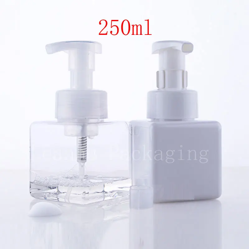 

250ml empty square soap shaving foaming dispenser pump container bottles , liquid soap makeup plastic bottle foam, foam bottle