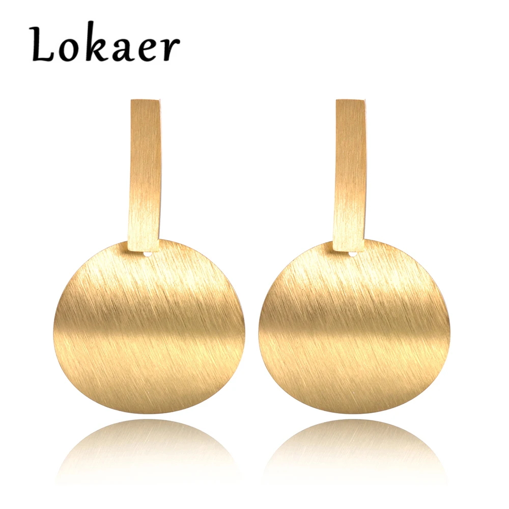 Gold Color Lokaer матовая поверхность изогнутые геометрические серьги из нержавеющей стали золотой и серебряный цвет ювелирные изделия преувеличенные элементы E18487 - Окраска металла: Gold Color