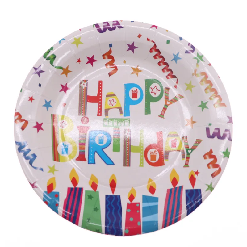 22 шт./компл. бумажная одноразовая посуда набор С Днем Рождения тарелки для