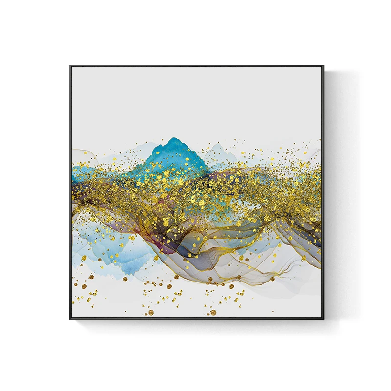 Golden Art Абстрактный золотой Холст Картина Золотая стена искусство картина большой синий плакат и печать для гостиной стол Куадрос салон современный - Цвет: Golden Art