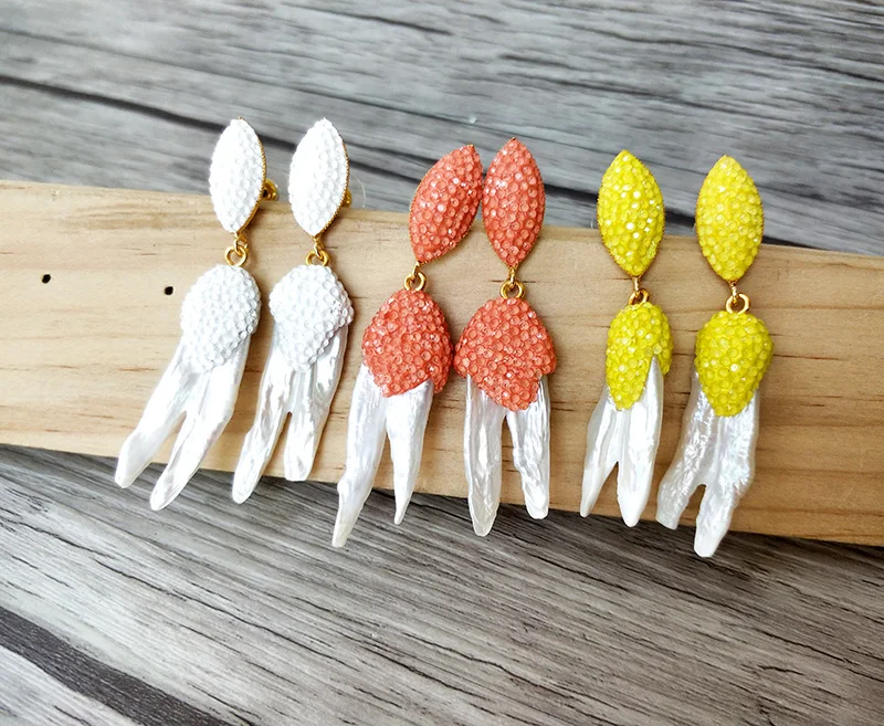 Женские Разноцветные серьги с натуральным жемчугом 5 пар ручной работы ER806 |