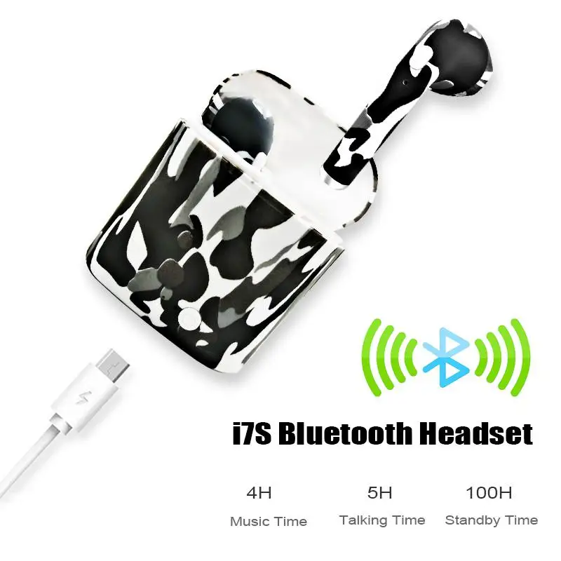 EastVita камуфляж i7s TWS мини беспроводные Bluetooth наушники стерео наушники-вкладыши и 750ма зарядная Коробка микрофон для смартфона r25