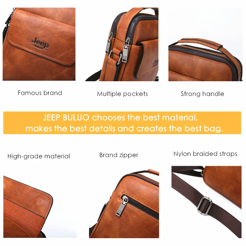 Мужские кожаные сумки для документов jeep buluo комплект оранжевая сумка на плечевом