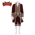 18-го века костюм для суда мужской рококо Бургундский костюм для суда в колонии викторианском стиле элегантный мужской бордовый наряд платье на заказ