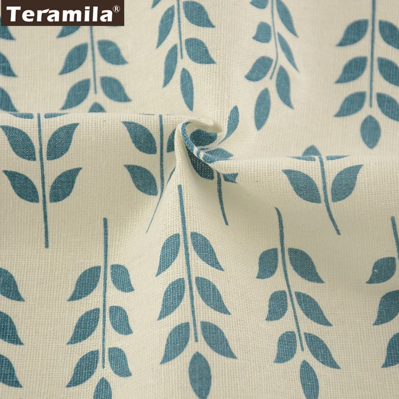 Темно синие листья дизайна хлопчатобумажная льняная ткань шитье материал