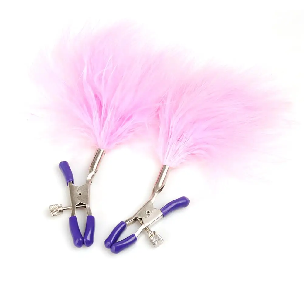 Зажимы для сосков с красными перьями регулируемые зажимы массажер бюста