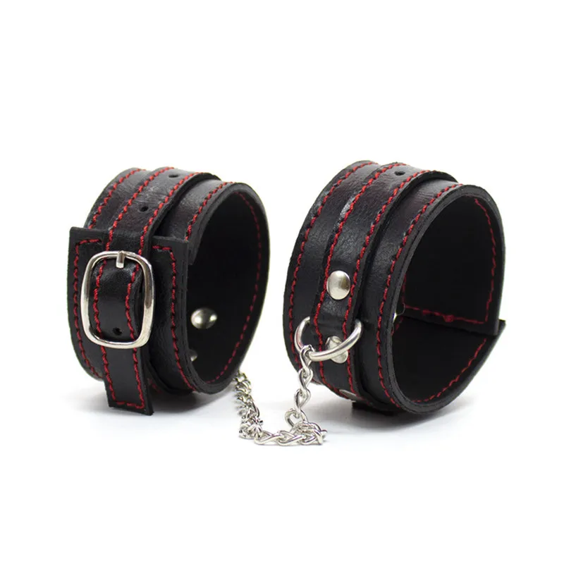 Секс игрушки для мужчин черные кожаные наручники в форме сердца манжеты на