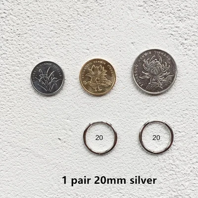 1 pair 20mm silver Модные серьги из стерлингового серебра 925 пробы, простой Размер, кольцо для ушей, модные серьги для мужчин, женщин, мальчиков и девочек, серебряные серьги, ювелирное изделие - Окраска металла: 1 pair 20mm silver