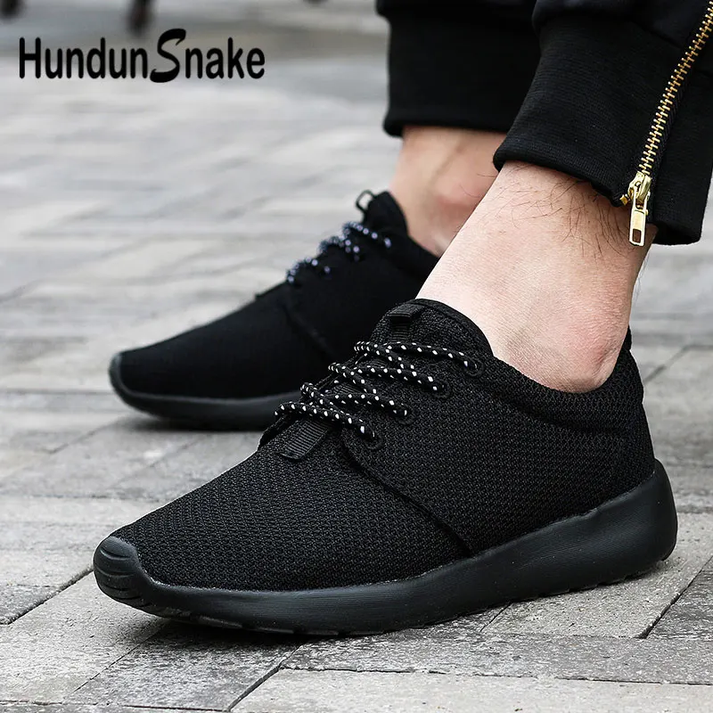 all black Hundunsnake Летняя мужская обувь спортивные легкие мужские кроссовки женские дышащие Calzado Hombre сетчатая обувь черные красовки G-30 - Цвет: all black