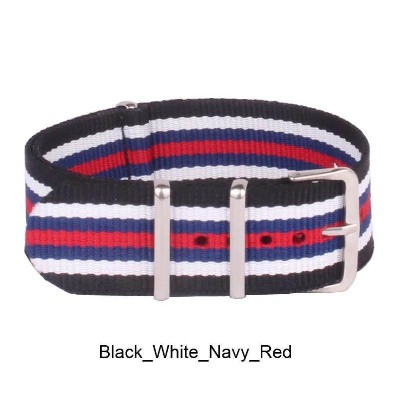 Black White Navy Red Купить 2 получают 10%) 16/18/20 мм/22 мм/24 мм cambos полосы сильный НАТО ткань нейлон часы ремешок для часов с плетеными бретельками полос пряжка пояса 24 мм - Цвет ремешка: Black White Navy Red