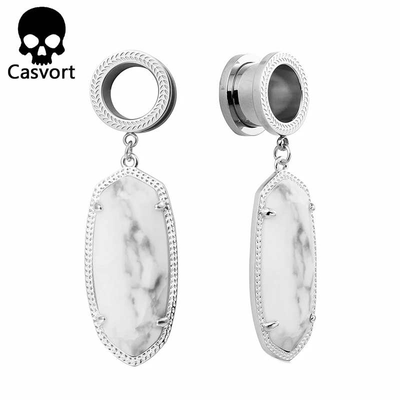 Casvort модные белые серьги Dani Howlite из полудрагоценного камня с родиевым покрытием