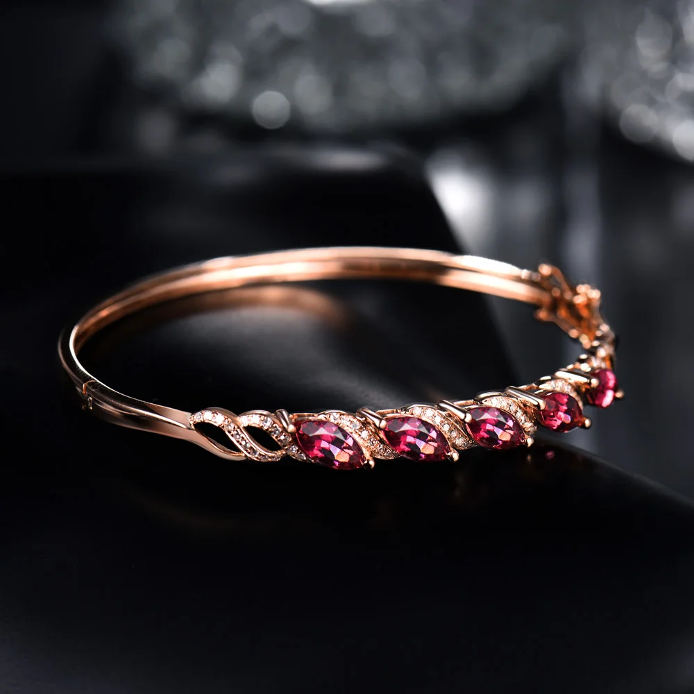 Женский браслет loverювелирных изделий натуральный турмалин 18 К розовое золото