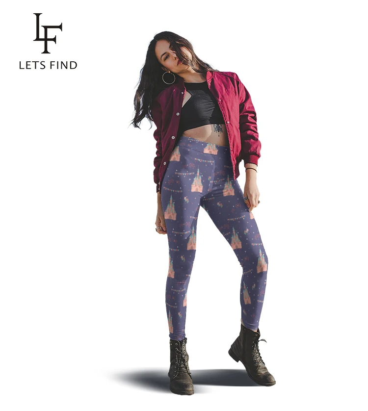 LETSFIND Brand 2019 New Arrival Women Leggings Castle Printed Legging for Woman High Waist Fitness Soft Leggings