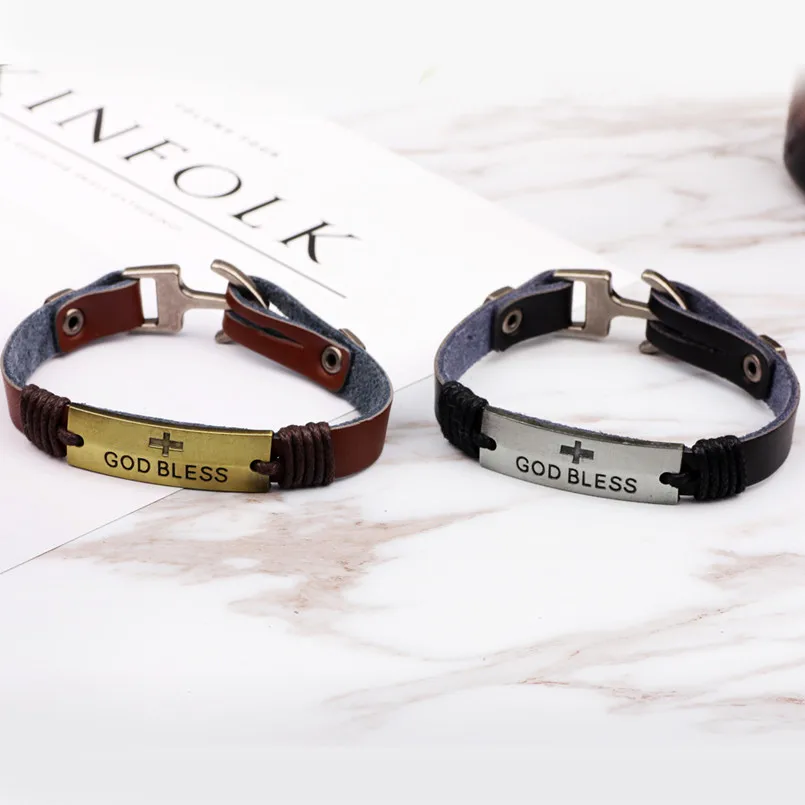 Браслет с изображением Креста Иисуса для женщин/мужчин Вера Бог благословляет
