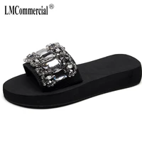 summer lady one word drag thick bottom fashion holiday beach shoes anti skid slippers luxury shoes women designers big size