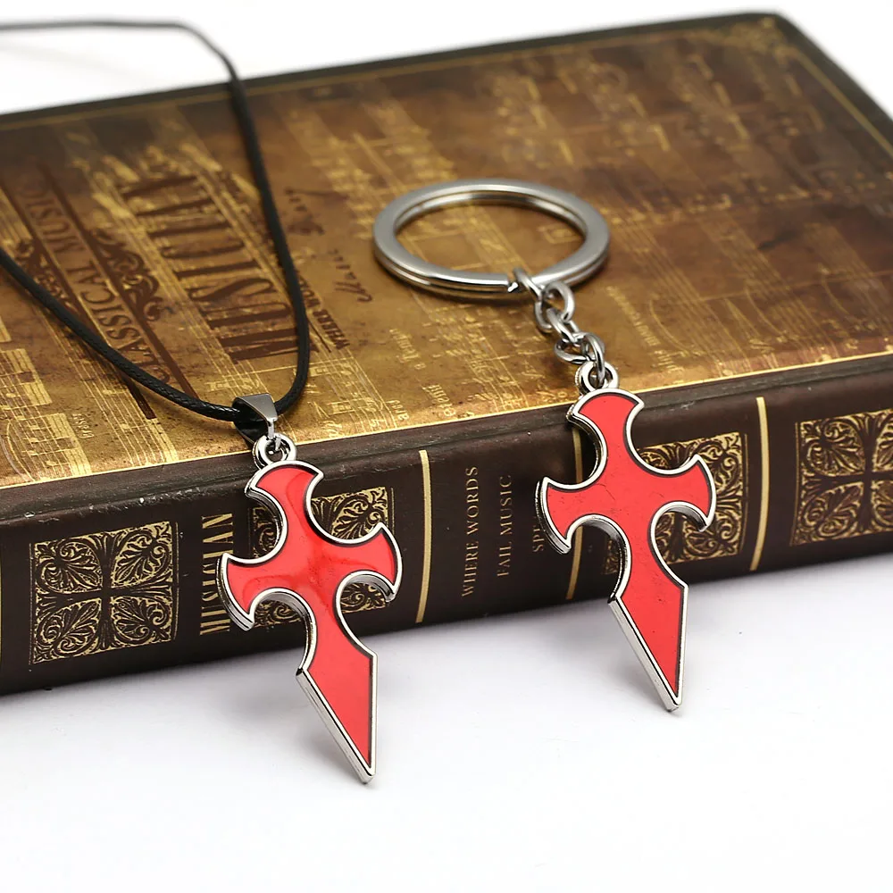 Меч искусство онлайн брелок рыцарь крови красный металлический крест для