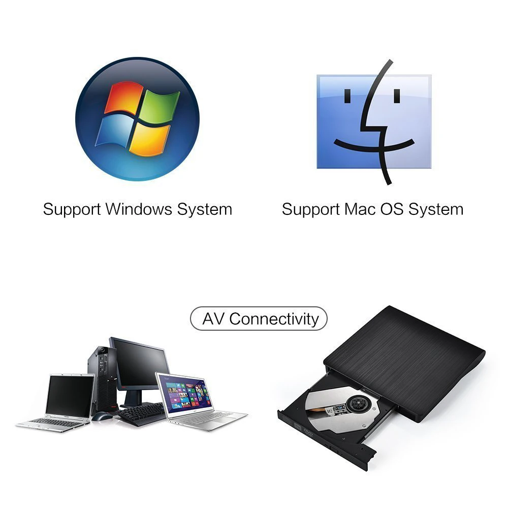 USB 3 0 внешний накопитель с записью для горения ПК/Mac/ноутбука/настольного