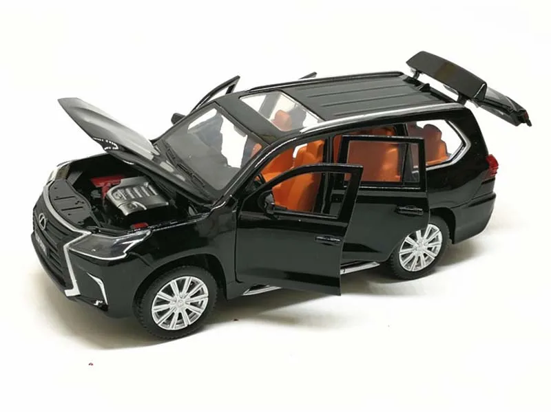 1:32 LX570 музыкальный светильник, литые под давлением автомобили из сплава, игрушки, золотые, белые, черные, открывающиеся двери, модель автомобиля, игрушки для детей