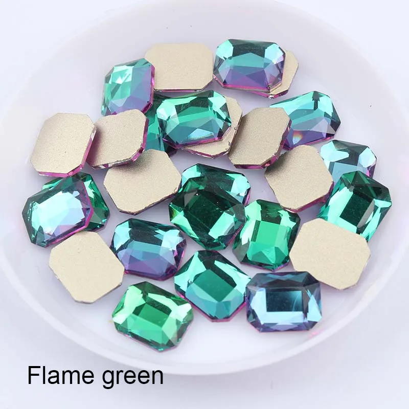 Flame green Горячая Распродажа Re-восьмиугольник 8х10мм, Нейл-арт, Стразы 11 цветов красивые стразы crystal Stone 30/100 шт для 3D украшение для ногтей - Цвет: Flame green