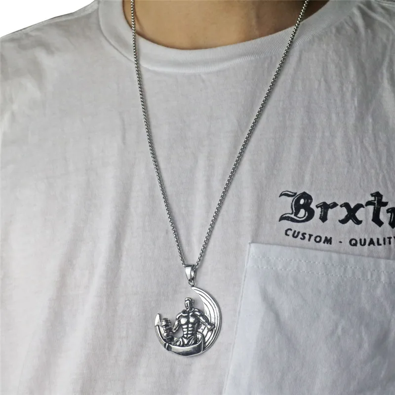 Подвеска в виде Луны гантели ожерелье из нержавеющей стали цепочка для мужчин