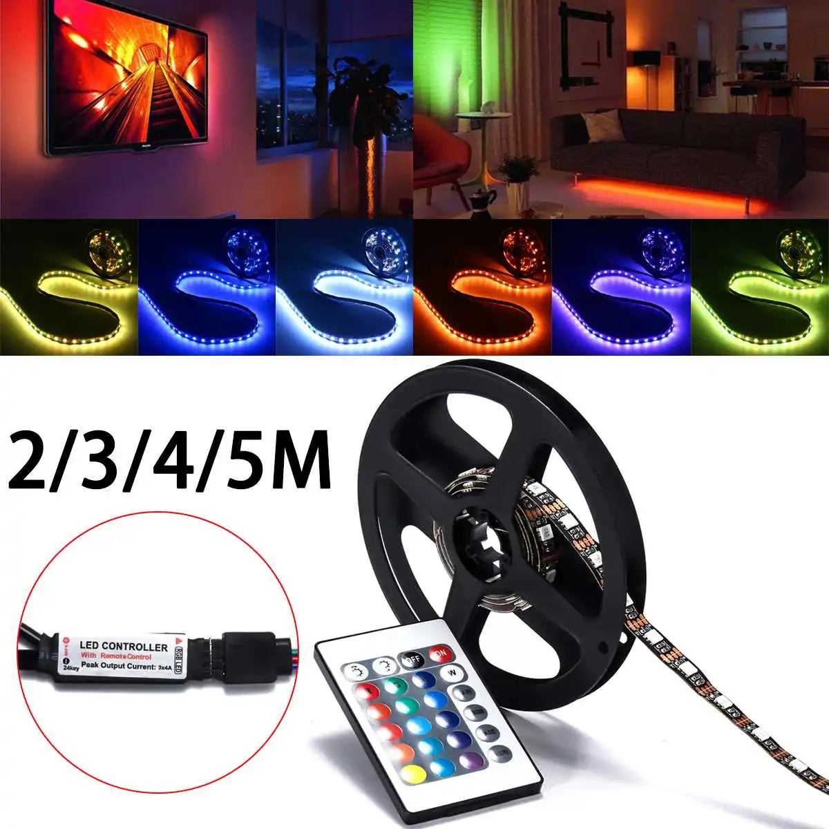 0,5/1/2/3/4/5 м светодиодный не обладает водонепроницаемостью: RGB светодиодный полосы света 5050 DC5V 60smd/M Гибкая лампа освещения лента дистанционного Управление