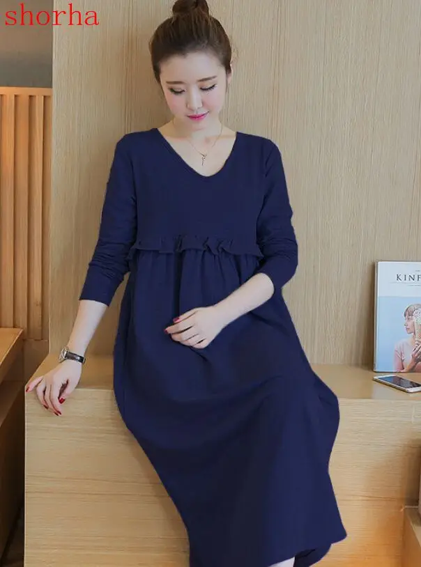 

Nursing Maternity Dress For Feeding Long Sleeve Dresses Pregnant Women Pajamas home service Breastfeeding Pregnancy Clothing