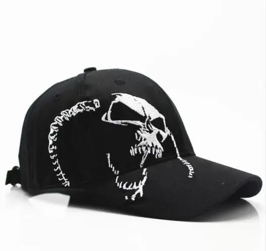 High Quality Skull Embroidery Fashion Cap Cotton Baseball Cap Outdoor Hip Hop Hat Sports Cap For Men Women- Left right