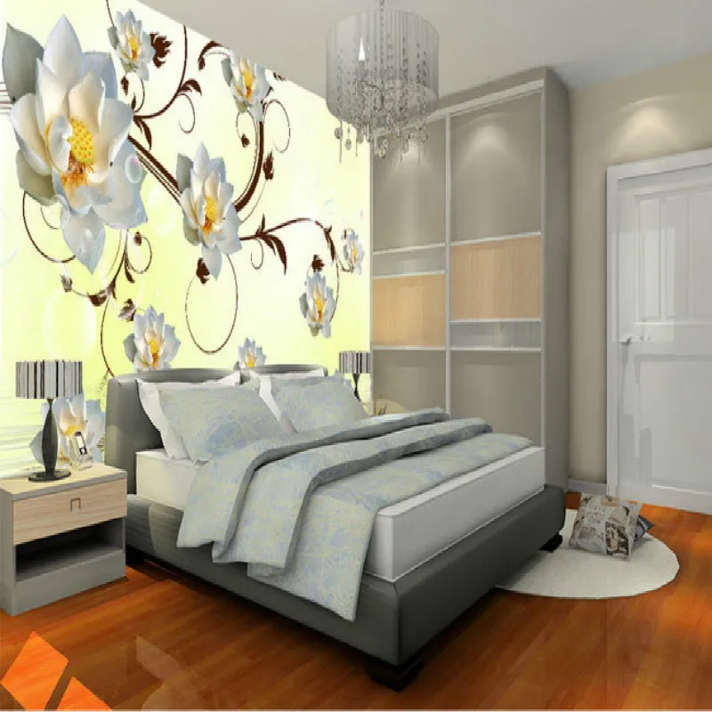 Красивые желтые цветы Белый лотос 3D большие Настенные обои спальня гостиная фон