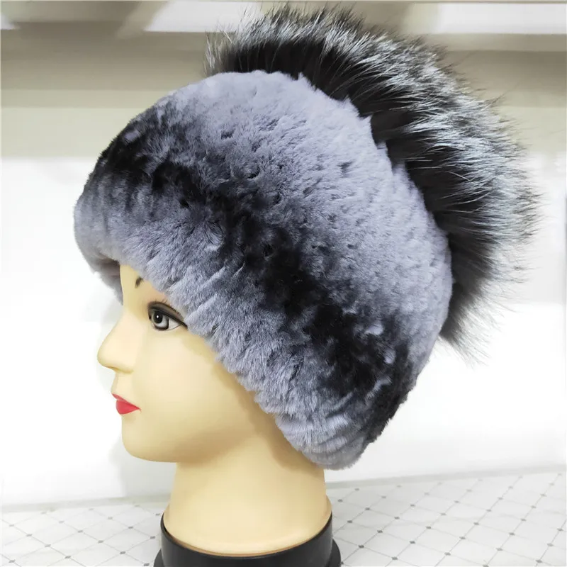 Женская меховая шапка на зиму из натурального меха кролика Рекс русские женские