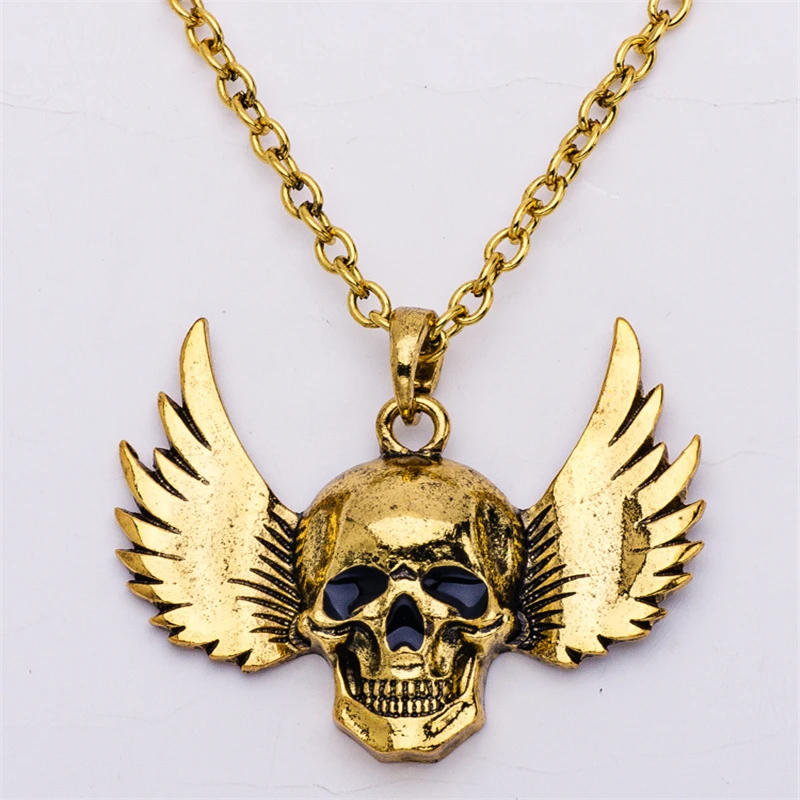 Ожерелье и серьги унисекс в стиле панк с крыльями черепом | Украшения аксессуары