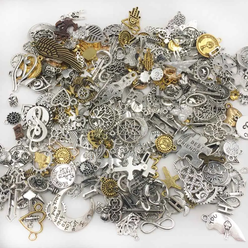 100 г Случайные Смешанные античные посеребренные европейские браслеты