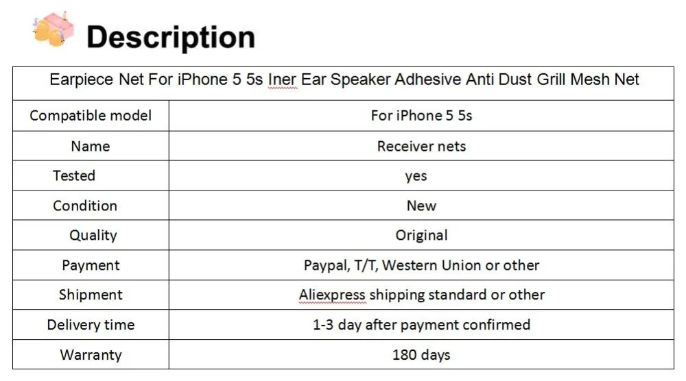 Наушник приемник Чистая для iPhone 5 5S Iner ушной динамик клей анти гриль с защитой от пыли сетка