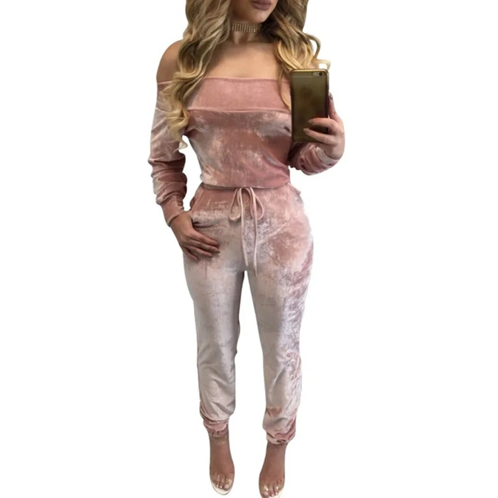 С открытыми плечами пикантные на осень зиму женщины комбинезон с вырезом