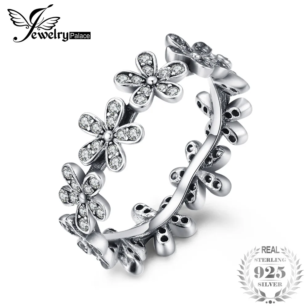 Jewelrypalace кольца из стерлингового серебра 925 группа цветок ромашки джунгли обруч