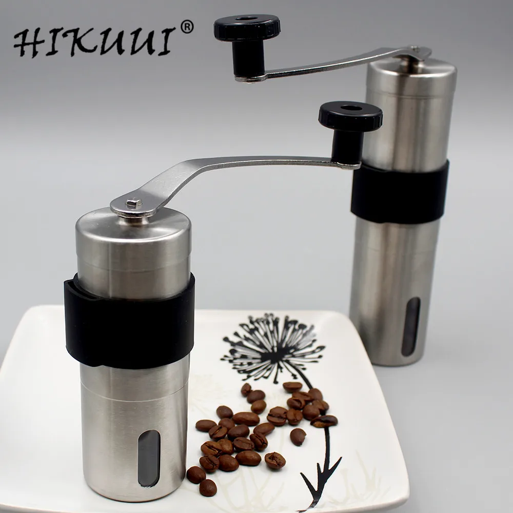 HIKUUI Кофе мясорубки ручные моющиеся Керамика Core Нержавеющая сталь ручка с хранения резиновые петли легкой чистки Кофе Точильщик