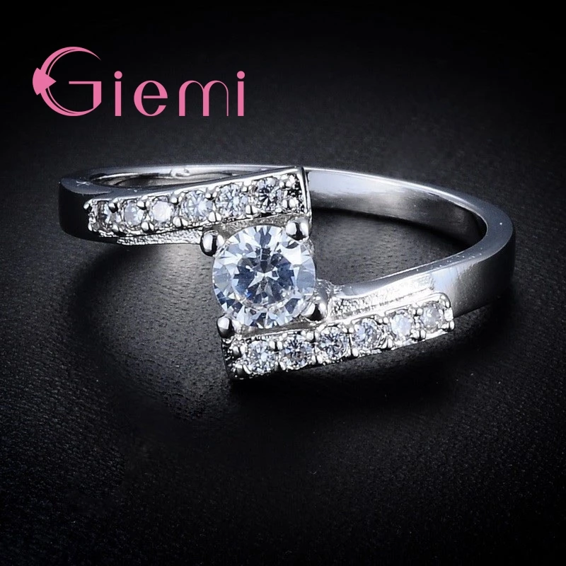 

Romantic Women Wedding Anniversary Engagement Rings 925 Sterling Silver Cubic Zircon Hot Sale Party Jewelry Accessory