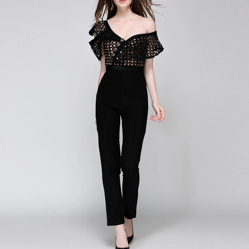 Высокое качество Новые Мода 2017 взлетно посадочной полосы дизайнер комбинезон