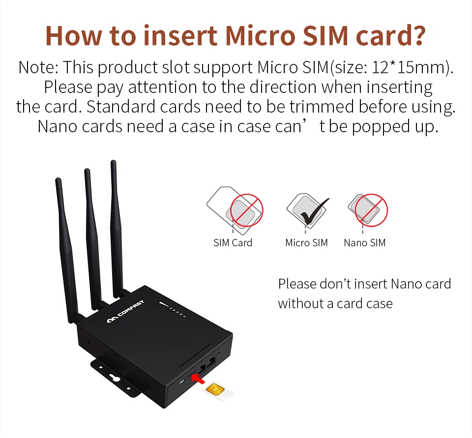Comfast CF-E7 открытый 2,4G LTE беспроводной AP Wifi штекер маршрутизатора и игры 4G sim-карта водонепроницаемый беспроводной маршрутизатор с 3* 5dBi антеннами
