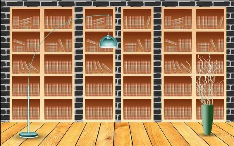 3D обои для комнаты на заказ нетканый стикер Книжная Полка Шкаф живопись Диван ТВ