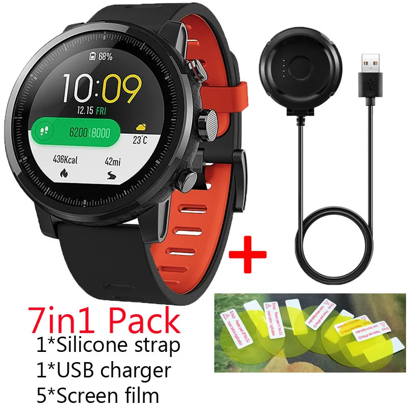 Силиконовый ремешок 7 в 1 для xiaomi huami amazfit stratos 2 умных часов USB кабель зарядки док
