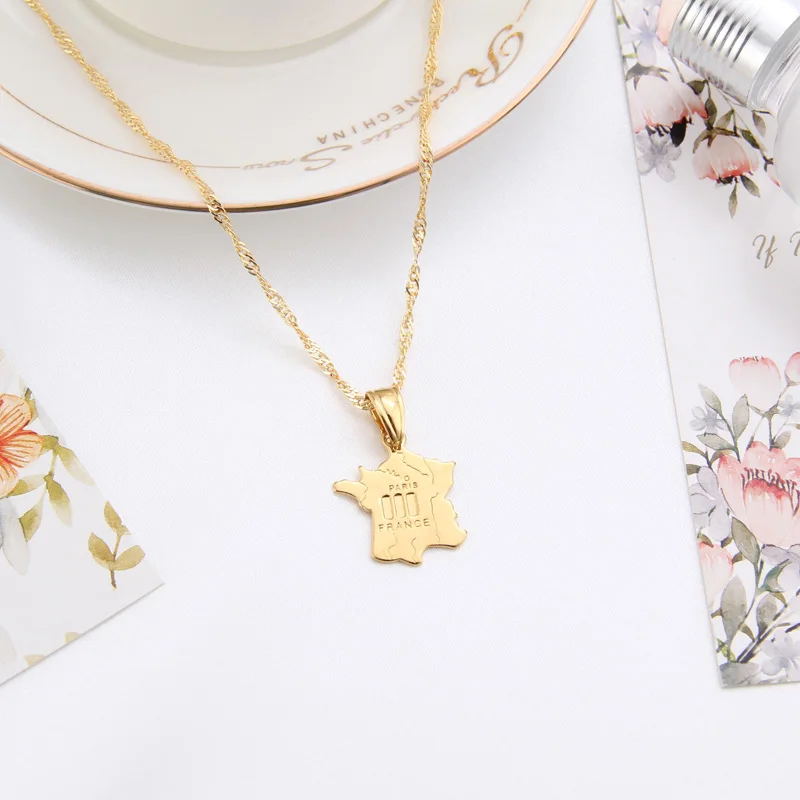 Модные ювелирные изделия Shamty Pure Gold персонализированная французская карта