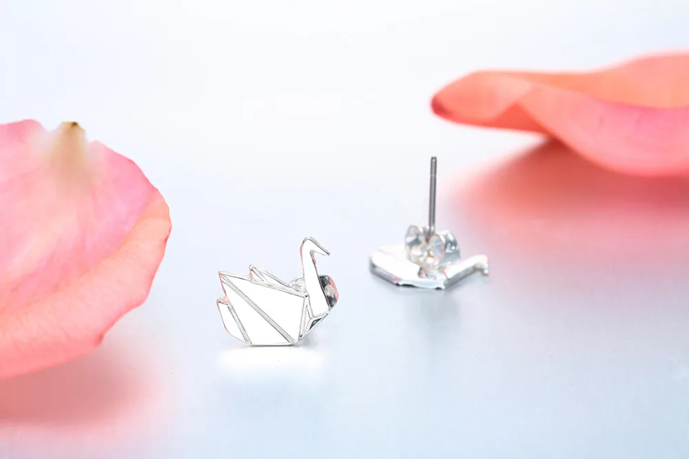 Kinitial 1 пара сережек в виде животных золотистые серьги-гвоздики с Журавлями и