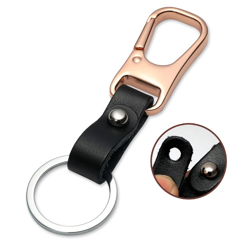 Rose and Black Натуральная кожа и металлик EDC ключ кошельки Брелок для ключей для мужчин умная ключница дизайн ключи Органайзер брелок - Цвет: Rose and Black