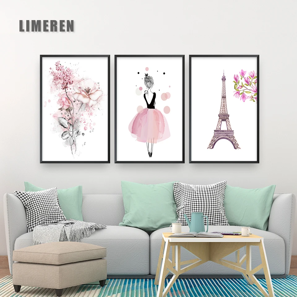 Скандинавское украшение розовое Цветочное платье настенные украшения для