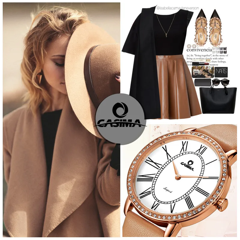 Роскошные брендовые кварцевые часы CASIMA браслет женские деловые повседневные из